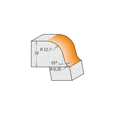 Frezy zaokrąglający esownica Solid Surface R12,7 15° S=12mm CMT