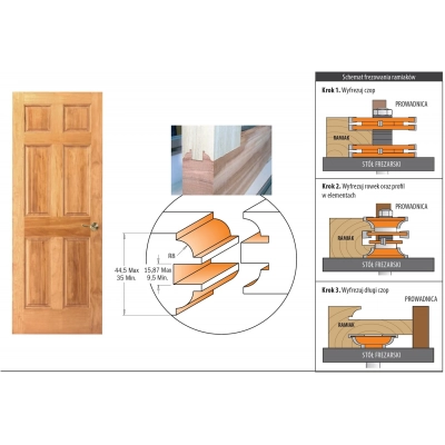 Frezy do drzwi drewnianych - zestaw, chwyt | s=12,7mm CMT