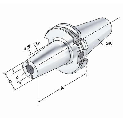 Oprawka termokurczliwa z kanalikami SK50 d=16 A=80 DIN 69871