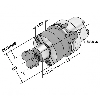 Trzpień frezarski z kanalikami HSK-A 100 d=40mm A=70mm DIN 69893