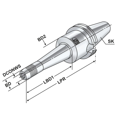 Oprawka hydrauliczna CNC SK40 d=8 / 160mm DIN 69871