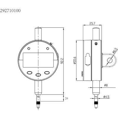 Czujnik zegarowy cyfrowy 0-25,4mm / 0.008mm IP67 DDB Limit