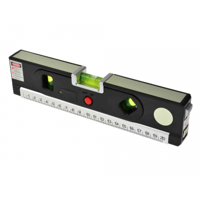 Poziomica laserowa podświetlana z 1,5m miarą 3 libelle 24,5cm