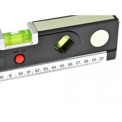Poziomica laserowa podświetlana z 1,5m miarą 3 libelle 24,5cm
