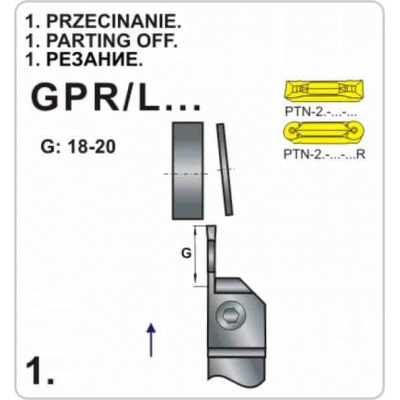 Nóż tokarski składany do rowkowania GPL 2525M4