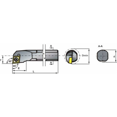 Nóż tokarski składany S12M-SCLCR-09 95º Płytka CC..09T3