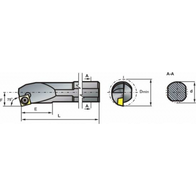 Nóż tokarski składany S16R-SSKCR 09 75º Płytka SC..09T3