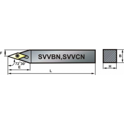 Nóż tokarski składany SVVCN 2525-16 72º30' Płytka VC..1604