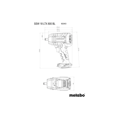 Klucz udarowy SSW 18 LTX 800 BL CARCASS METABOX Metabo (body)