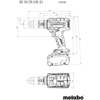 Wiertarko-wkrętarka akumulatorowa 2x5.5Ah BS 18 LTX-3 BL Q I Metabo