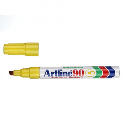 Marker permanentny ścięta końcówka Artline 90 żółty