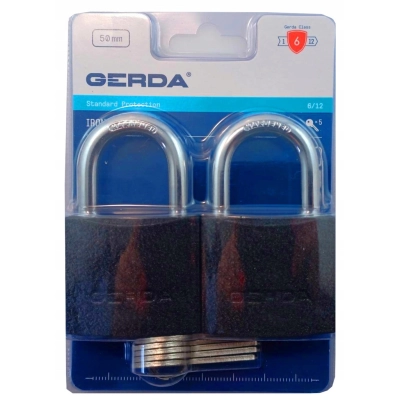 Kłódka żeliwna GERDA 50mm komplet 2szt. 5-kluczy
