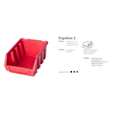 Pojemnik warsztatowy 116x161x75mm ERGOBOX 2 czerwony