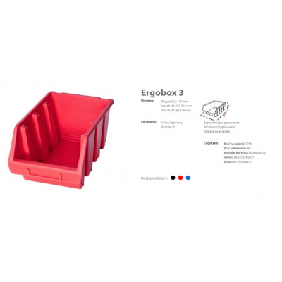 Pojemnik warsztatowy 170x240x126mm ERGOBOX 3 czerwony