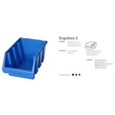 Pojemnik warsztatowy 170x240x126mm ERGOBOX 3 niebieski