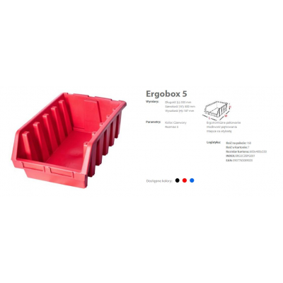 Pojemnik warsztatowy 330x500x180mm ERGOBOX 5 czerwony