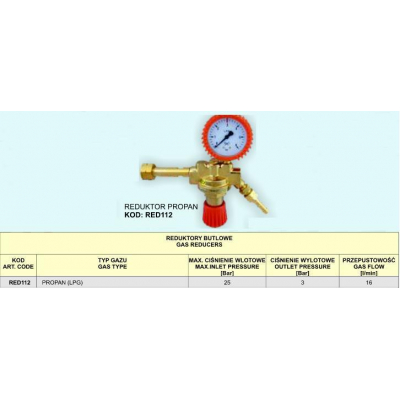Reduktor ciśnienia propan / acetylen LPG